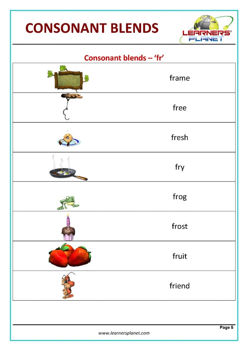 Consonant blend worksheets for kids